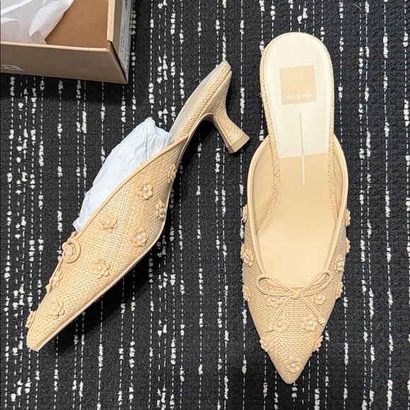 Dolce Vita Cream Embellished Mules - Picture 2 of 5